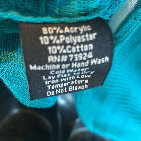 Misook knit green top black white trims zipper front medium - Picture 6 of 6